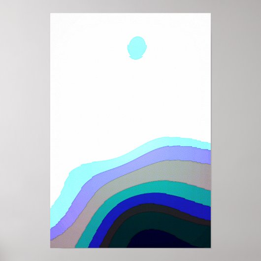 Wit en Blauw Abstracte Kunst 920 Poster (Voorkant)