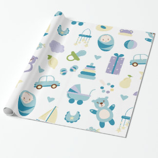 Wit en blauw Baby shower cadeau Cadeaupapier
