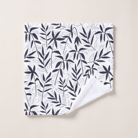 Wit en blauw bamboe roetenpatroon bad handdoek (Wasdoekje)