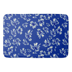 wit en blauw bloemmotief badmat