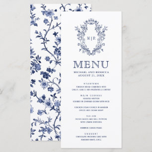 Wit en Blauw Chinoiserie Wapen Huwelijk Menu