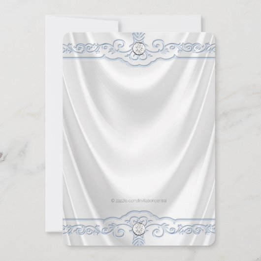 Wit en Blauw Doop Doopsheid Wit Satijn Kaart (Achterkant)