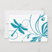Wit en blauw dragonfly bruiloft RSVP (Achterkant)
