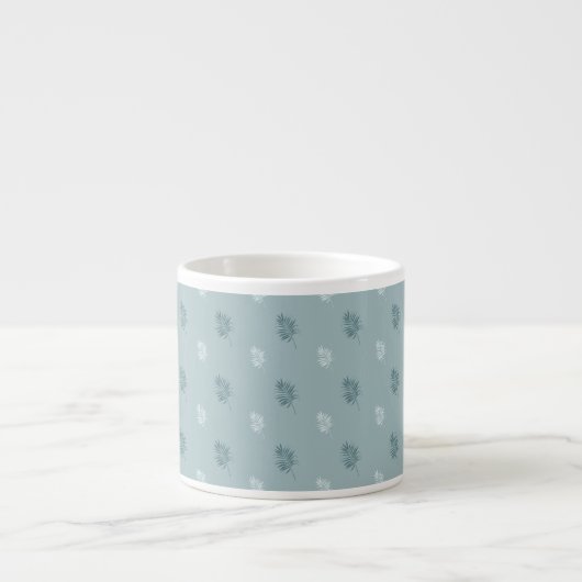 wit en blauw en bladeren espresso kop (Voorkant)