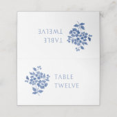 Wit en blauw | Floral Trouwtafel Nummer (Buitenkant ongevouwen)