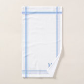 Wit en Blauw Gestreepte Aangepaste Initialen Bad Handdoek (Handdoek)