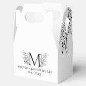 Wit en Blauw-Grijs Elegant monogram pasgetrouwd Bedankdoosjes (Geopend)