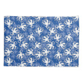 Wit en blauw herhalend motief | Octopuspatroon Kussensloop (Achterkant)