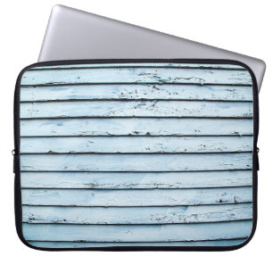 Wit en blauw houten oppervlak laptop sleeve