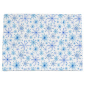 Wit en blauw ijs en sneeuwvlokken groot cadeauzakje (Voorkant)