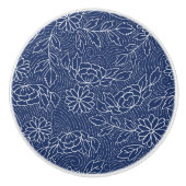 Wit en blauw Japans stijl bloemen patroon Keramische Knop (Voorkant)