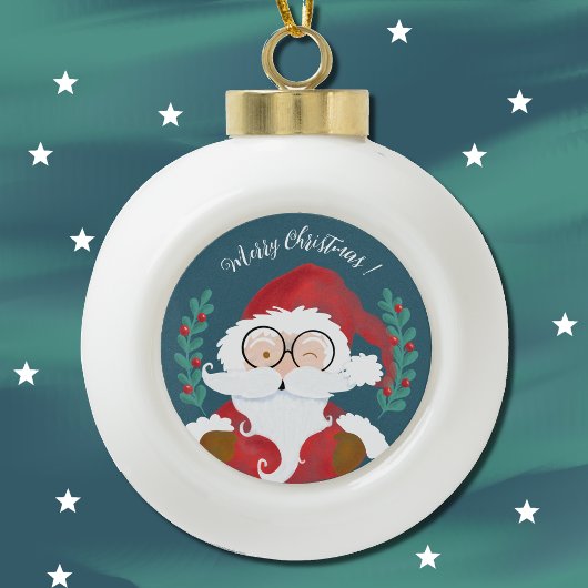Wit en blauw kerstbal Ornament