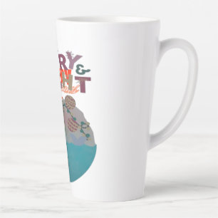 Wit en blauw kleurrijke vrolijke kerst latte mok