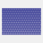 Wit en Blauw Marine Anker Patroon Custom Inpakpapier Vel (Voorkant 3)