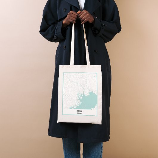 Wit en Blauw Minimalist Tokyo Stadsplattegrond Can Tote Bag