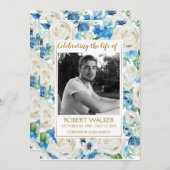 Wit en blauw Photo Memorial Service Programma (Voorkant / Achterkant)