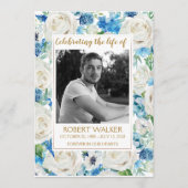 Wit en blauw Photo Memorial Service Programma (Voorkant)