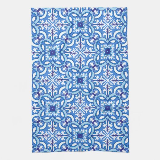 🤍 💙Wit en blauw Porto Azulejos Theedoek (Verticaal)