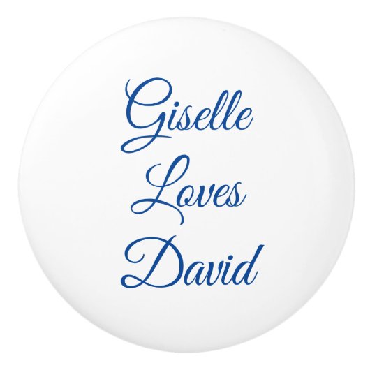 Wit en blauw romantisch keramische knop (Voorkant)