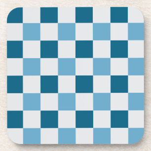 Wit en blauw schaakbordpatroon bier onderzetter