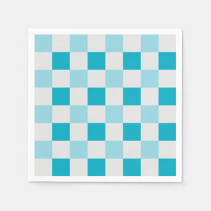 Wit en blauw schaakbordpatroon servet