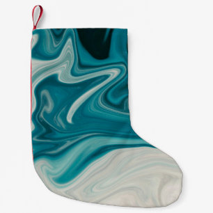 Wit en blauwgroen abstract schilderij kleine kerstsok