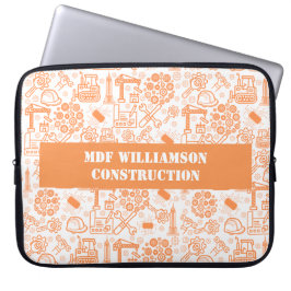 wit en bruin Architectural Blueprint Engineer Laptop Sleeve