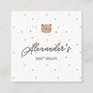 Wit en Bruin Waterverf Schattige Baby shower Informatiekaartje