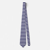 Wit en donkerblauw horizontaal gestreept Stropdas (Voorkant)