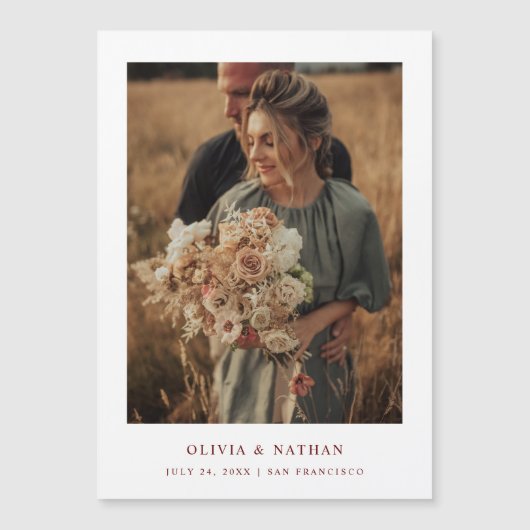 Wit en Donkerrood | Magnetische foto Bewaar de dat (Voorkant)