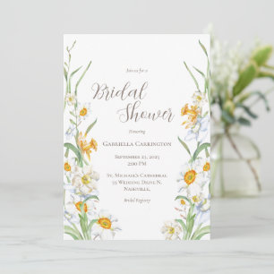 Wit en geel Daffodil Floral Vrijgezellenfeest invu Kaart