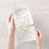 Wit en geel Daffodil Weddenschap All In One Uitnodiging (Afscheurbaar)