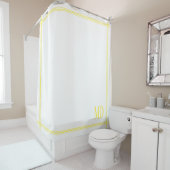 Wit en geel Gestreepte Aangepaste Initialen Douchegordijn (In situ)