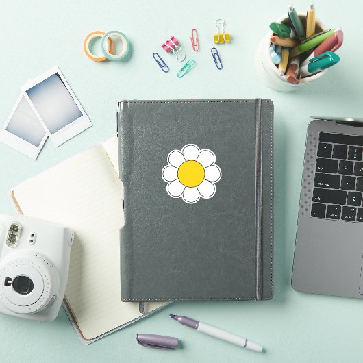 Wit en geel hippie retro Daisy Sticker (iPad Cover)