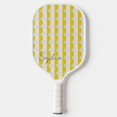 Wit en Geel Maanpatroon Modern Monogram Pickleball Paddle (Achterkant)