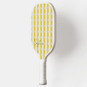 Wit en Geel Maanpatroon Modern Monogram Pickleball Paddle (Links)