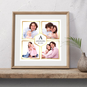 Wit en Goud 4 Foto's Familie Fotocollage Poster