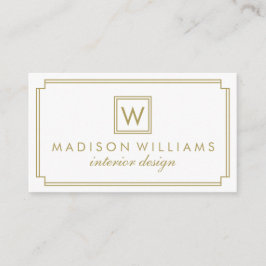 Wit en Goud Art Deco Monogram Visitekaartje