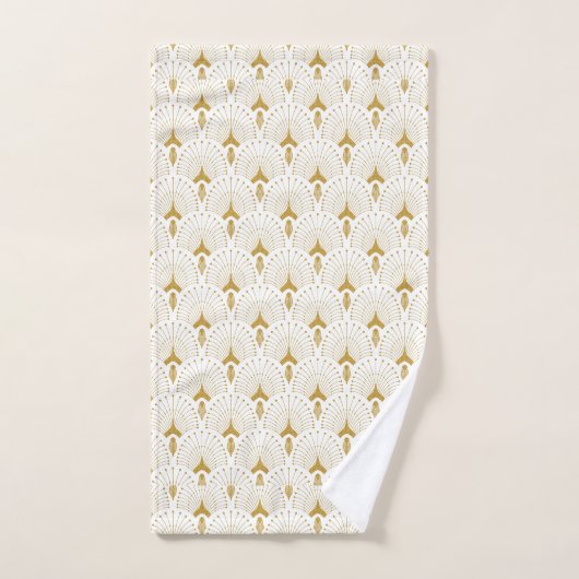 Wit en goud art-deco patroon bad handdoek (Handdoek)