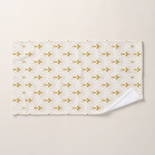 Wit en goud art-deco patroon bad handdoek (Handdoek)