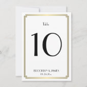 Wit en goud Art Deco Trouwtafel Nummer Kaart (Voorkant)