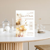 Wit en Goud Bloemen Rustieke Moderne Bruiloft Goud Kaart