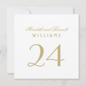 Wit en Goud Bruiloft Monogram Tafelnummer (Achterkant)