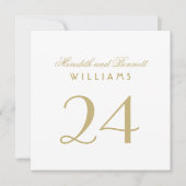 Wit en Goud Bruiloft Monogram Tafelnummer (Voorkant)