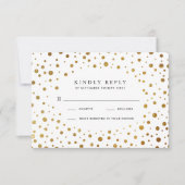 Wit en Goud Confetti Folie Bruiloft RSVP Kaarten (Voorkant)