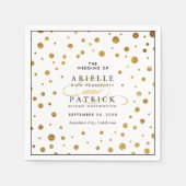 Wit en Goud Confetti Folie Bruiloft Servetten (Voorkant)