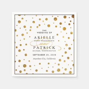 Wit en Goud Confetti Folie Bruiloft Servetten