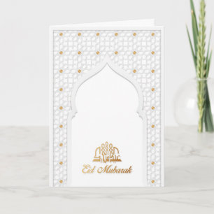 Wit en goud Eid Mubarak Wenskaarten Feestdagen Kaart