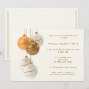 Wit en Goud Elegant Bedrijfs Kerstfeest Kaart