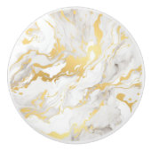 Wit en goud Faux Marble Keramische Knop (Voorkant)